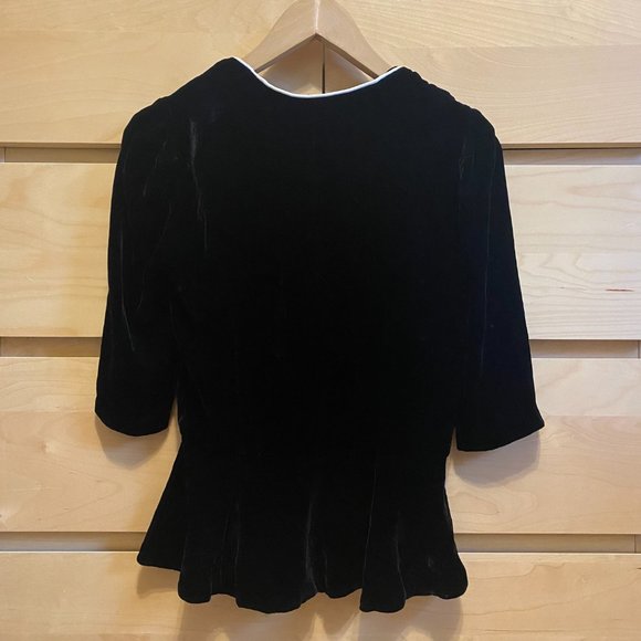 WINTER KATE BLACK VELVET SHORT SLEEVE BLAZER - Picture 3 of 3